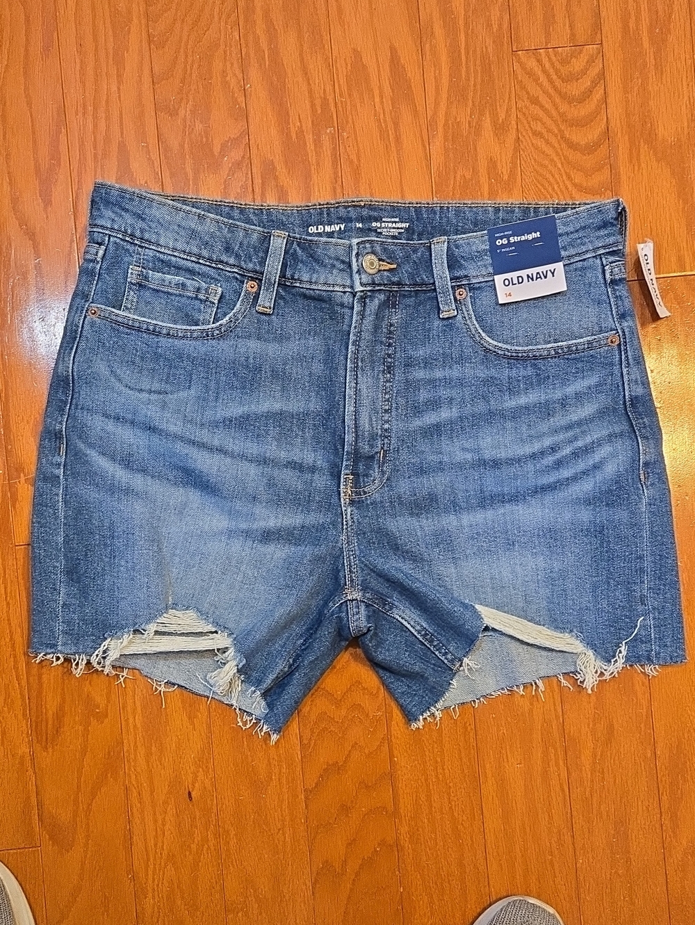 Old Navy Blue Frayed Hem Distressed Jean Shorts Size 14 NWT